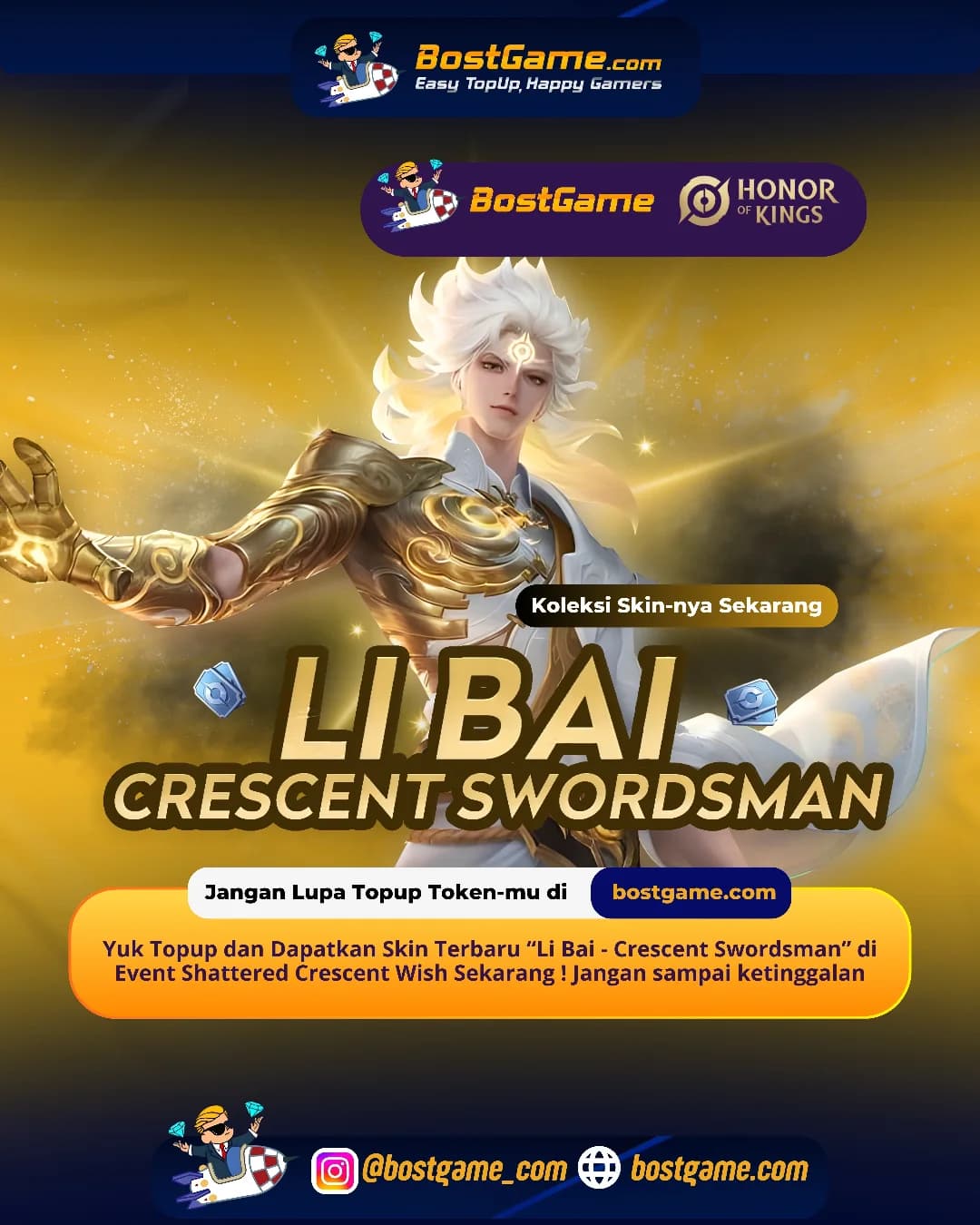 Honor Of Kings : Skin terbaru “Li Bai - Crescent Swordsman” resmi hadir di event Shattered Crescent Wish!