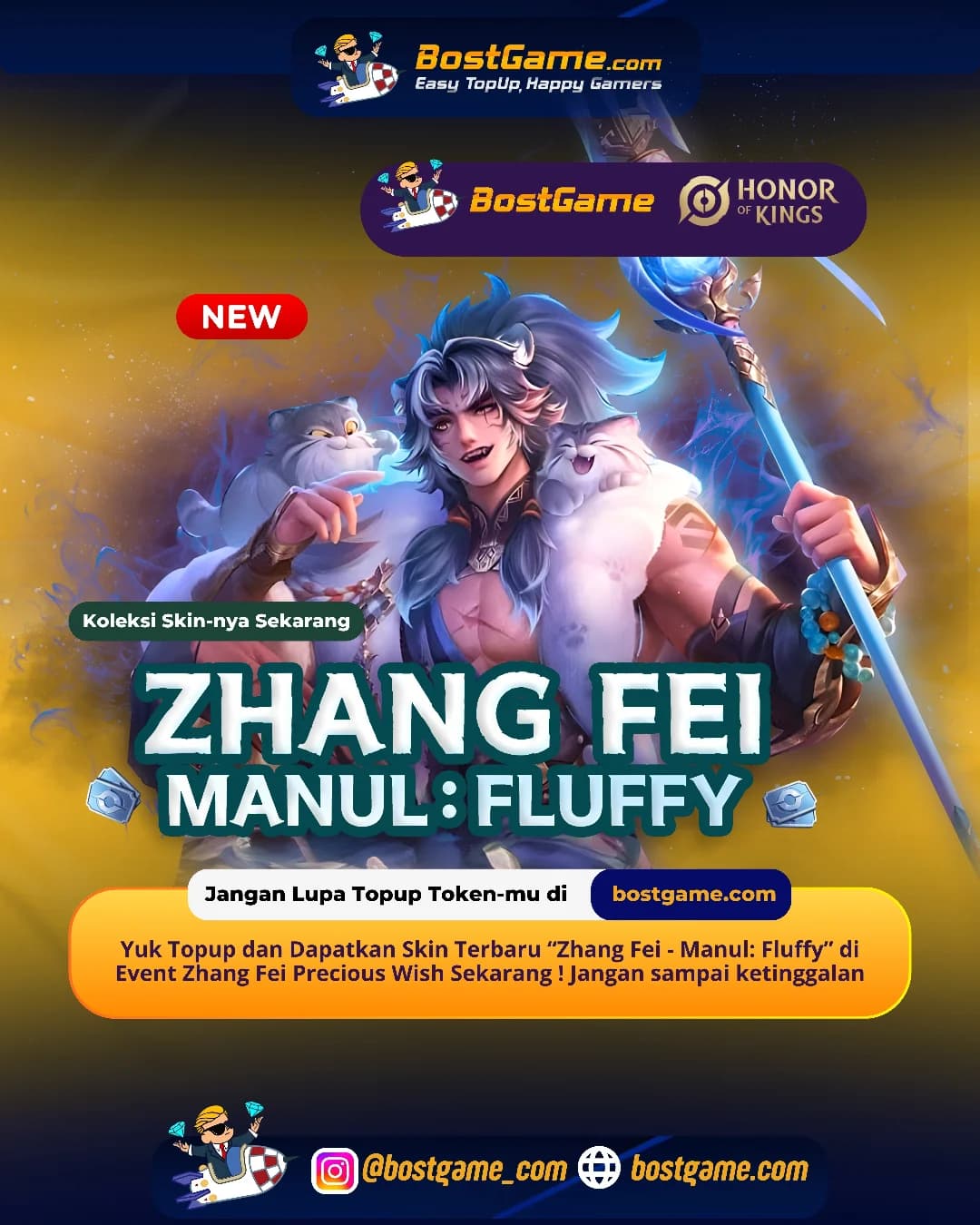 Honor Of Kings : Skin Terbaru “Zhang Fei – Manul: Fluffy” akhirnya mendarat di Land of Dawn!