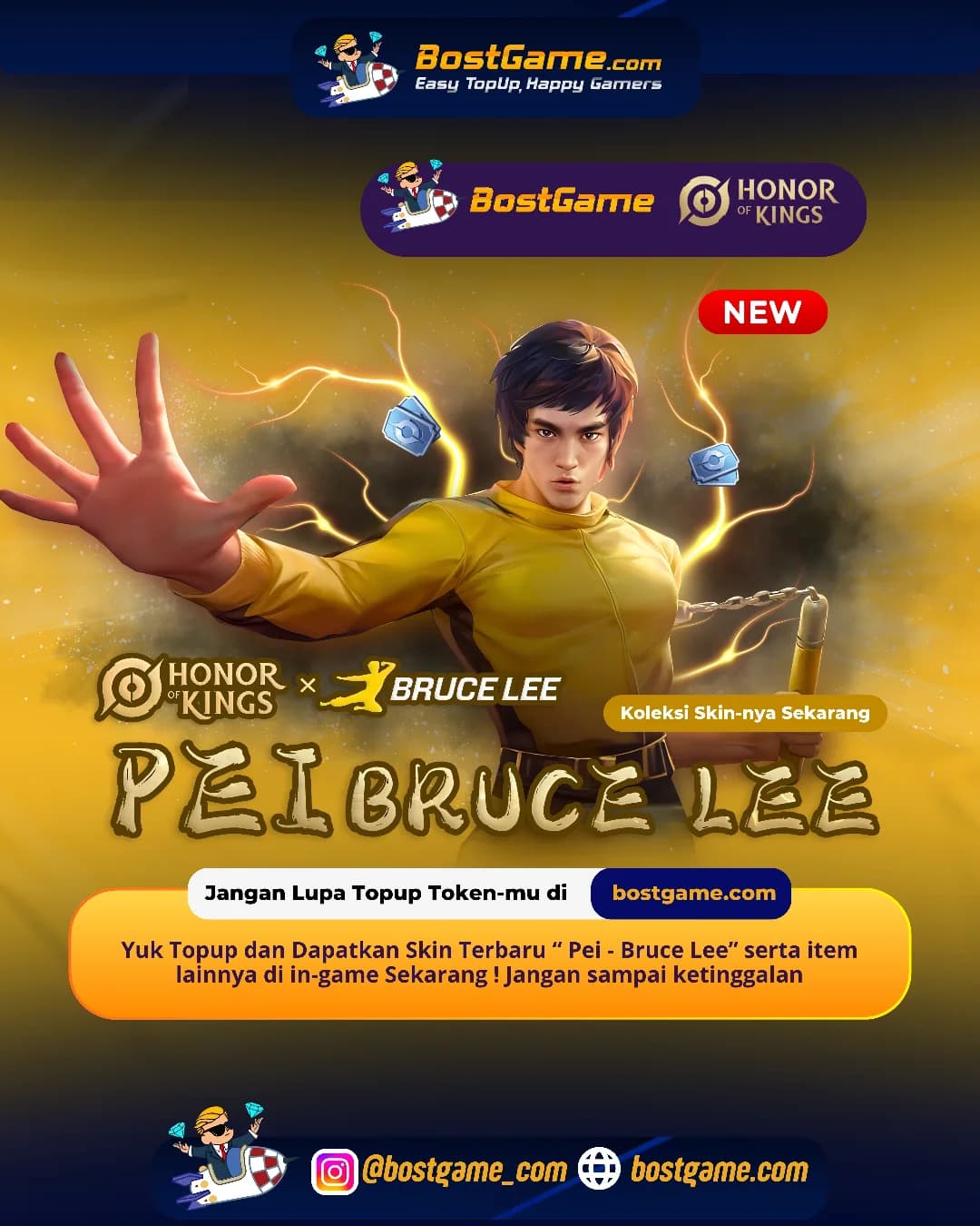 Honor Of Kings : Pei - Bruce Lee akhirnya resmi masuk arena, Sobat HOK!