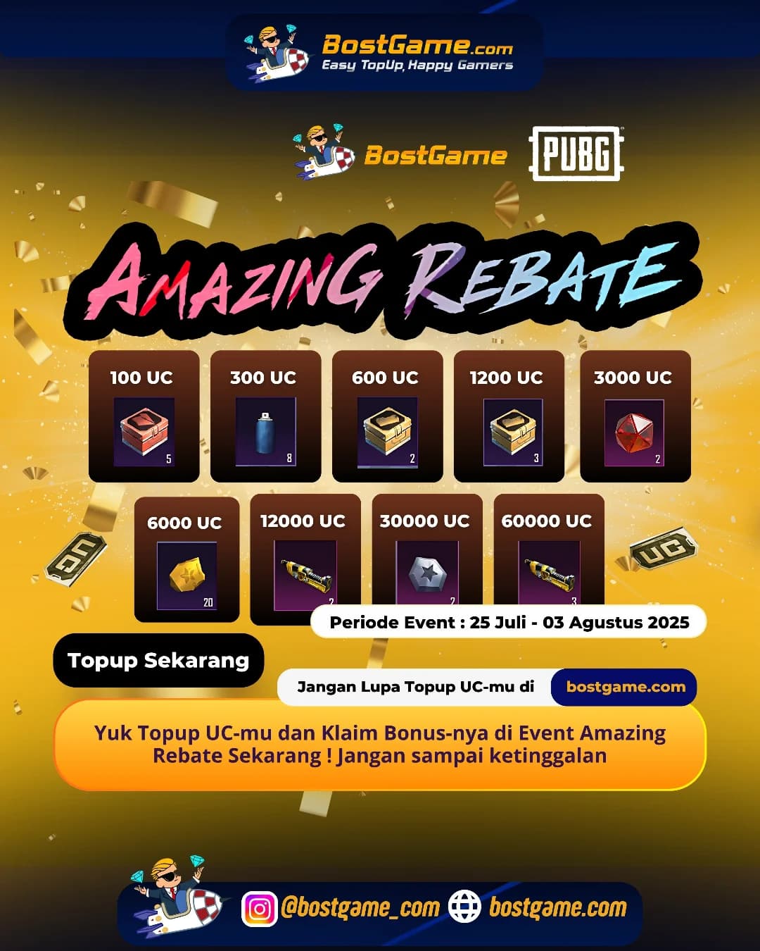 Pubg :  Amazing Rebate Is Back "Periode Event : 25 Juli - 03 Agustus 2025"