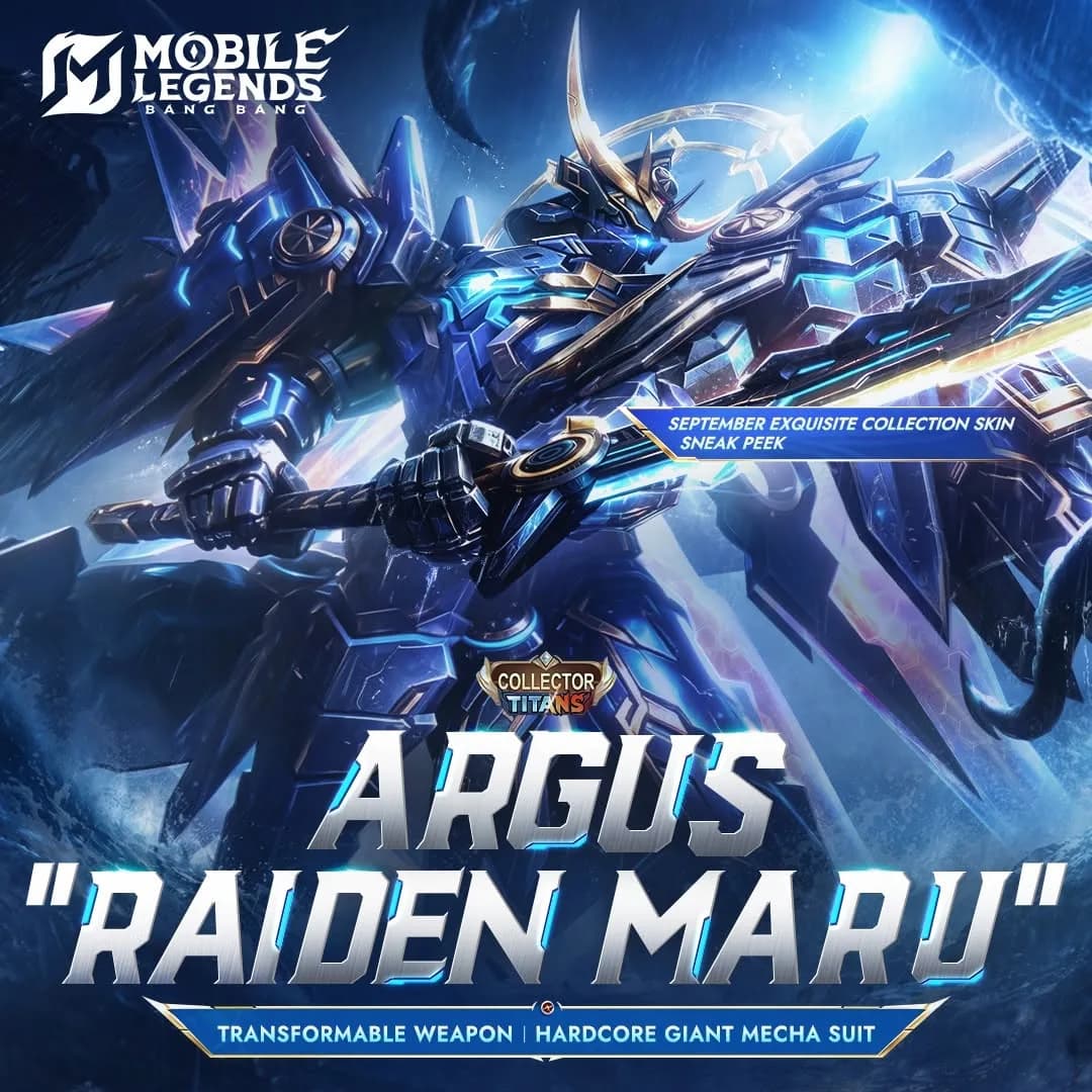 Mobile Legends Bocorkan Skin Argus "Raiden Maru", Perpaduan Mecha dan Samurai Siap Hadir di September Exquisite Collection
