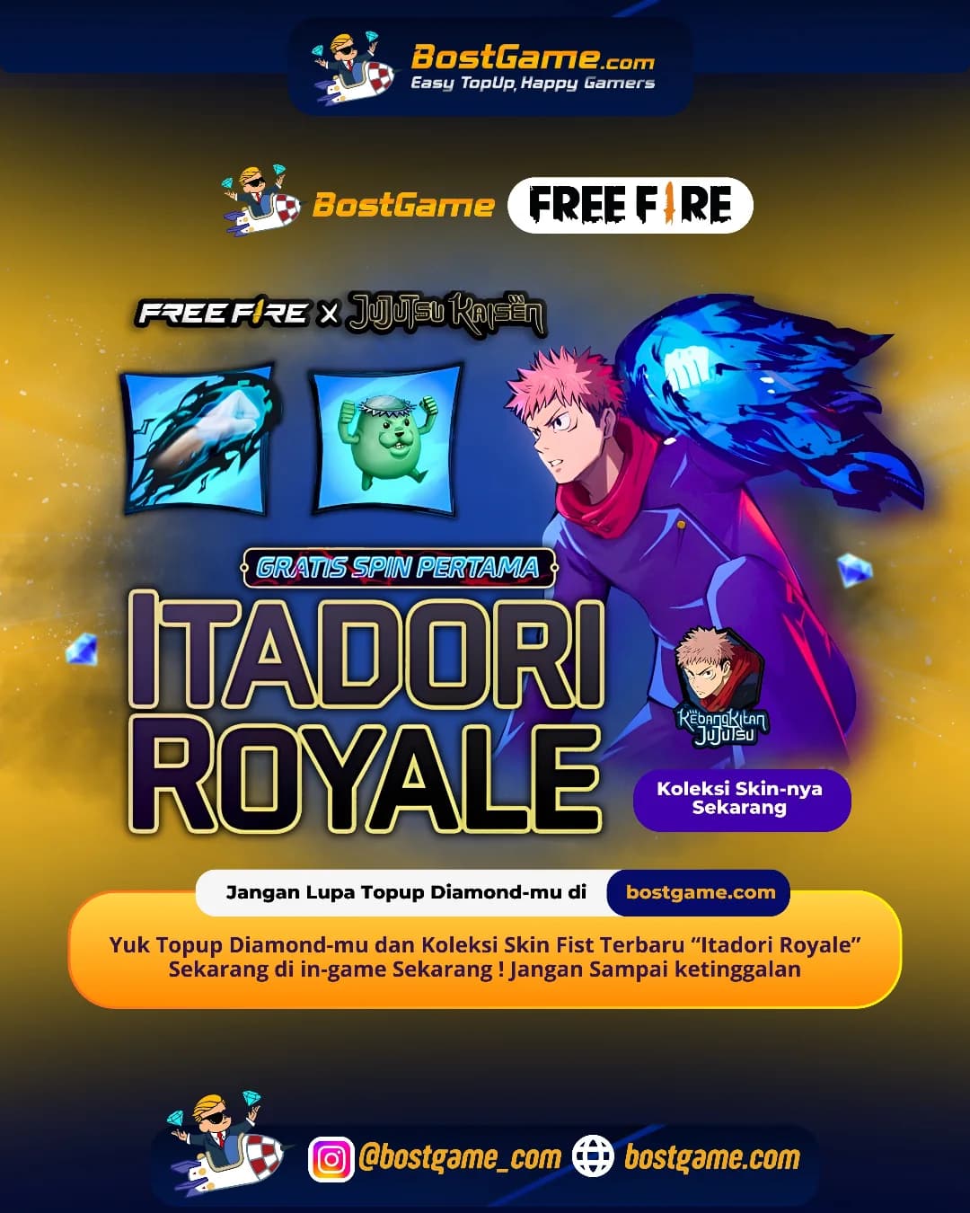 Free Fire : Skin Fist TERBARU “Itadori Royale” akhirnya HADIR, guyss!