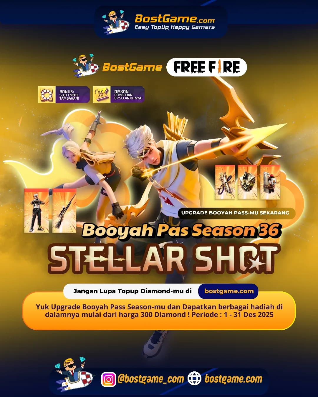 Free Fire : BOOYAH PASS SEASON 36 akhirnya resmi rilis! Periode 1 – 31 Desember 2025!