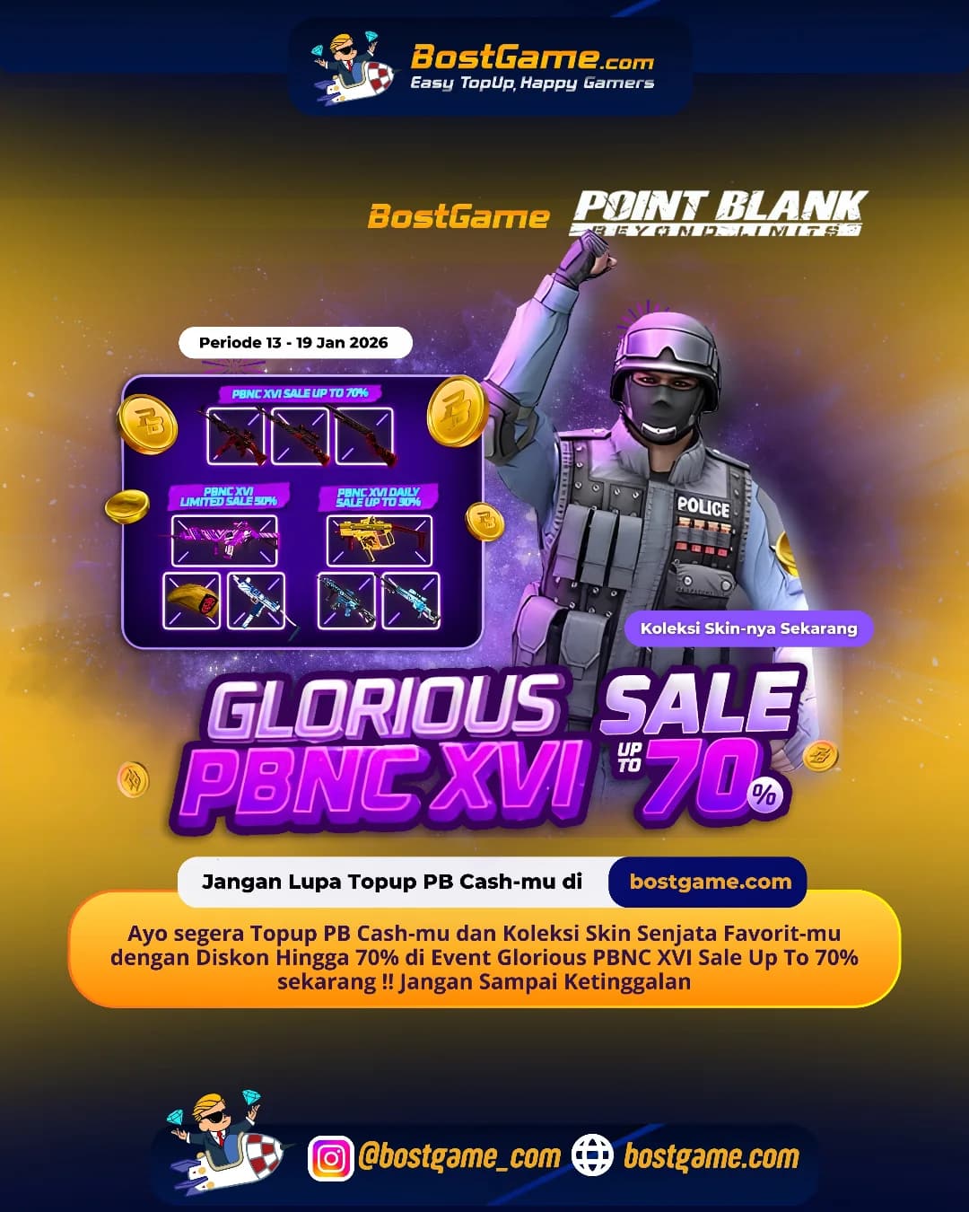 Point Blank : EVENT GLORIOUS PBNC XVI SALE UP TO 70% resmi HADIR, guyss! Periode sampai 19 Januari 2026