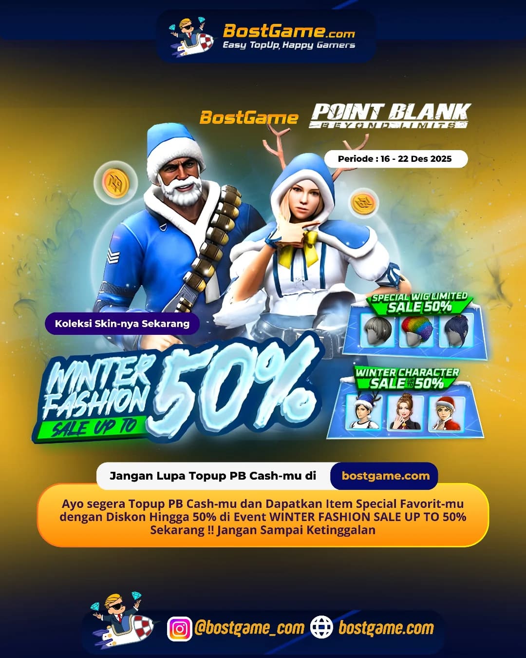 Point Blank : Event WINTER FASHION SALE UP TO 50% akhirnya hadir guysss!! Periode 16 – 22 Des 2025