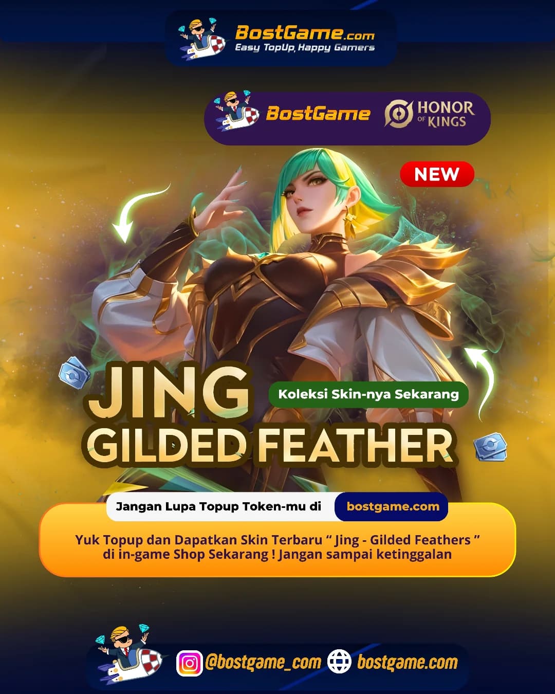 Honor Of Kings : Skin terbaru “Jing – Gilded Feathers” akhirnya mendarat di arena!