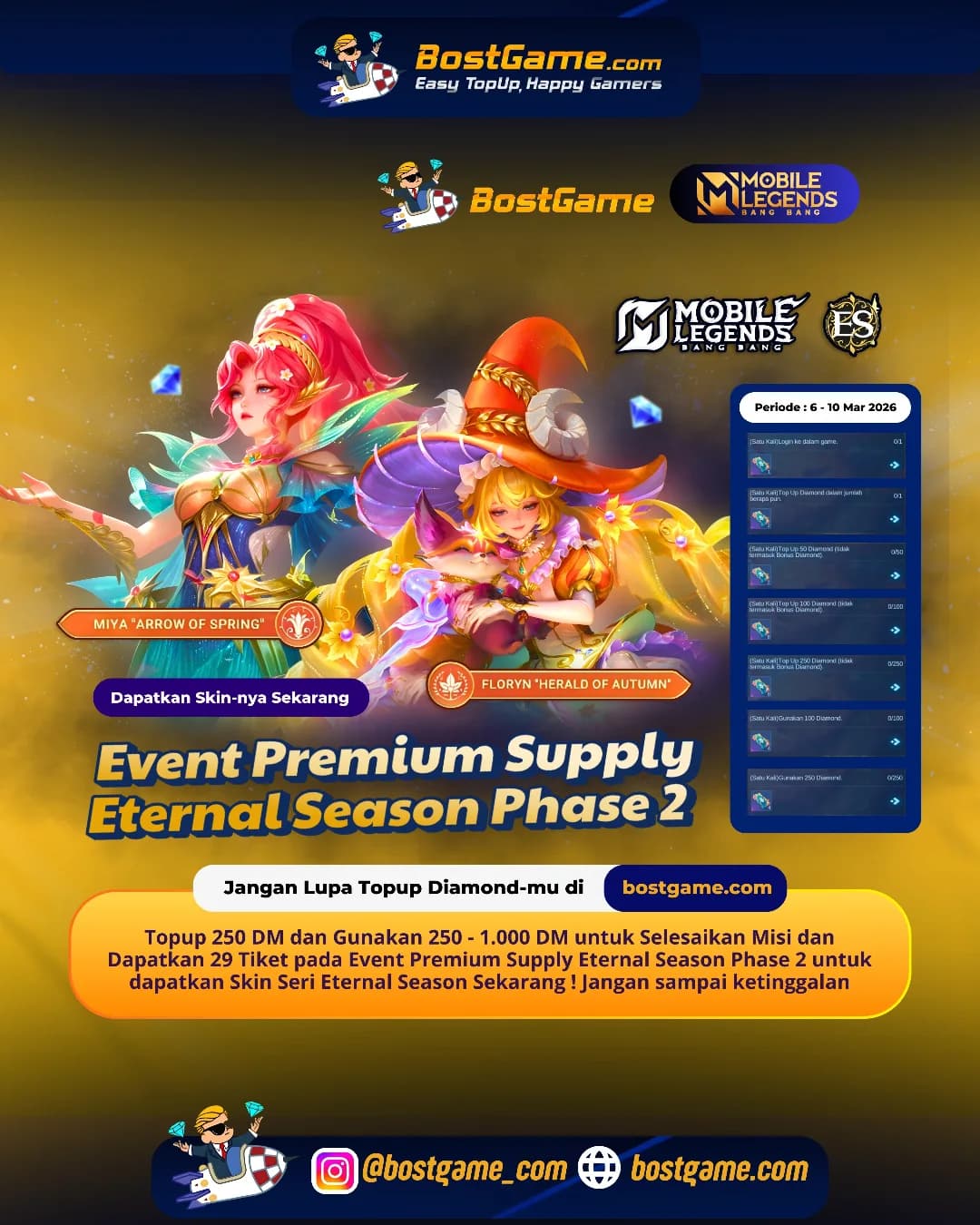 Mobile Legends Bang Bang : Event Premium Supply Eternal Season Phase 2 Periode 6 - 10 Maret 2026