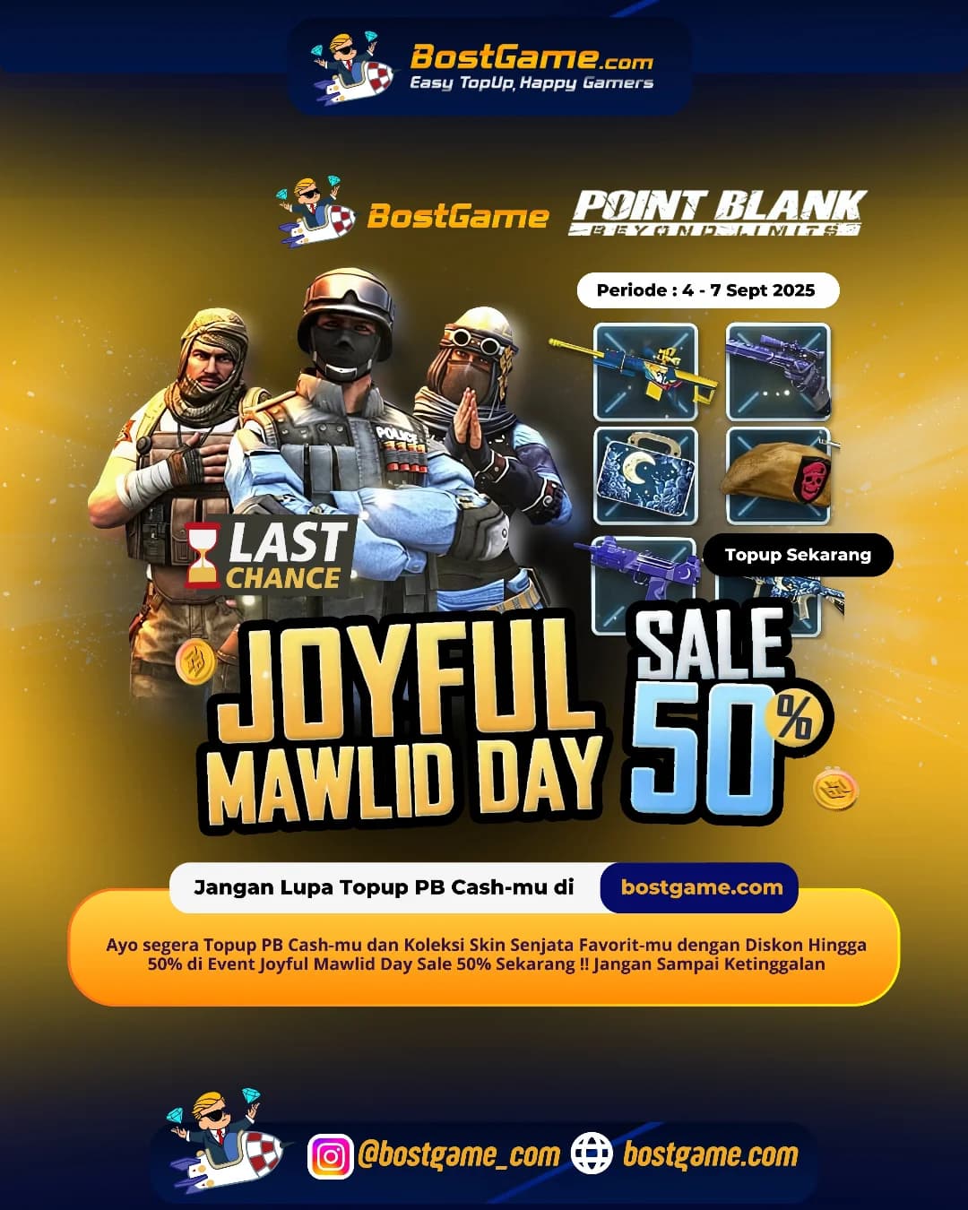 Point Blank : Event Joyful Mawlid Day Sale 50% "Periode Hingga 7 Sept 2025"