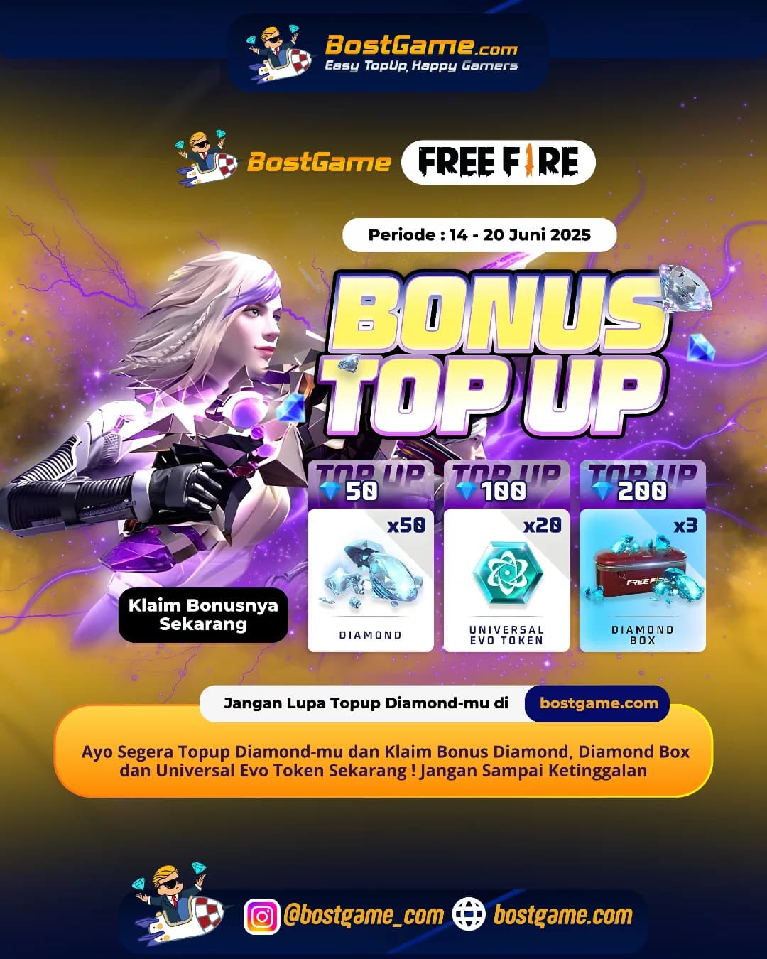 Free Fire : BONUS TOPUP IS BACK, SOBAT FF!
