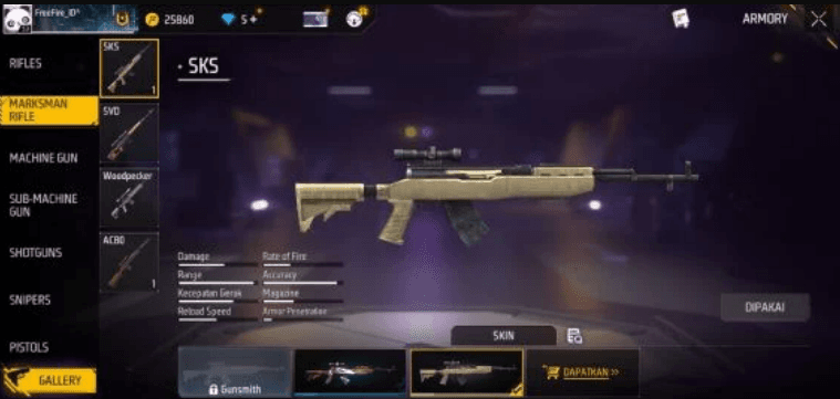 Rekomendasi Senjata Terbaik Di Free Fire Untuk Karakter Koda
