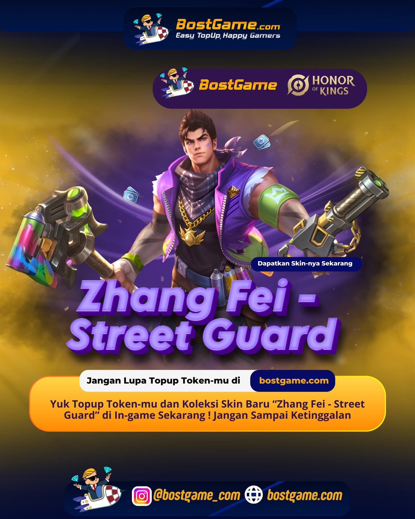 Honor Of Kings : makin gagah di medan pertempuran dengan Zhang Fei β Street Guard! πβοΈ
