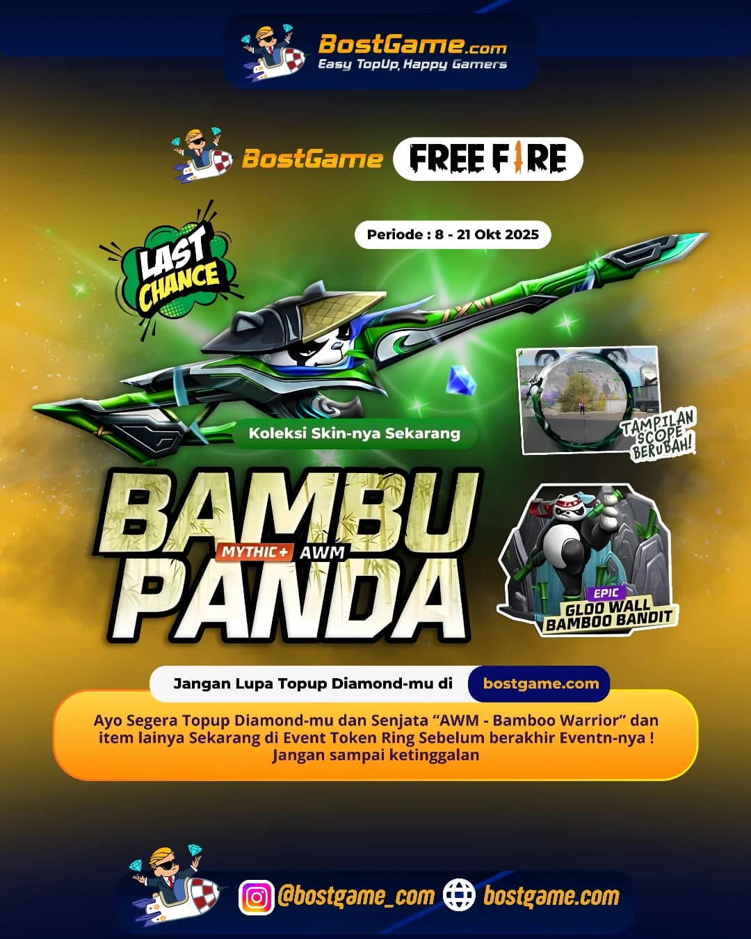 Free Fire : AWM - Bamboo Warrior” lagi nunggu buat kamu koleksiin!