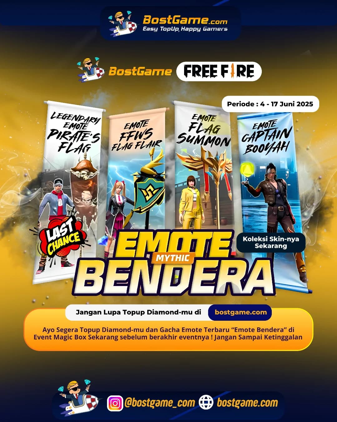 Free Fire : Event Emote Bendera tinggal hari ini doang, Sobat FREEFIRE !