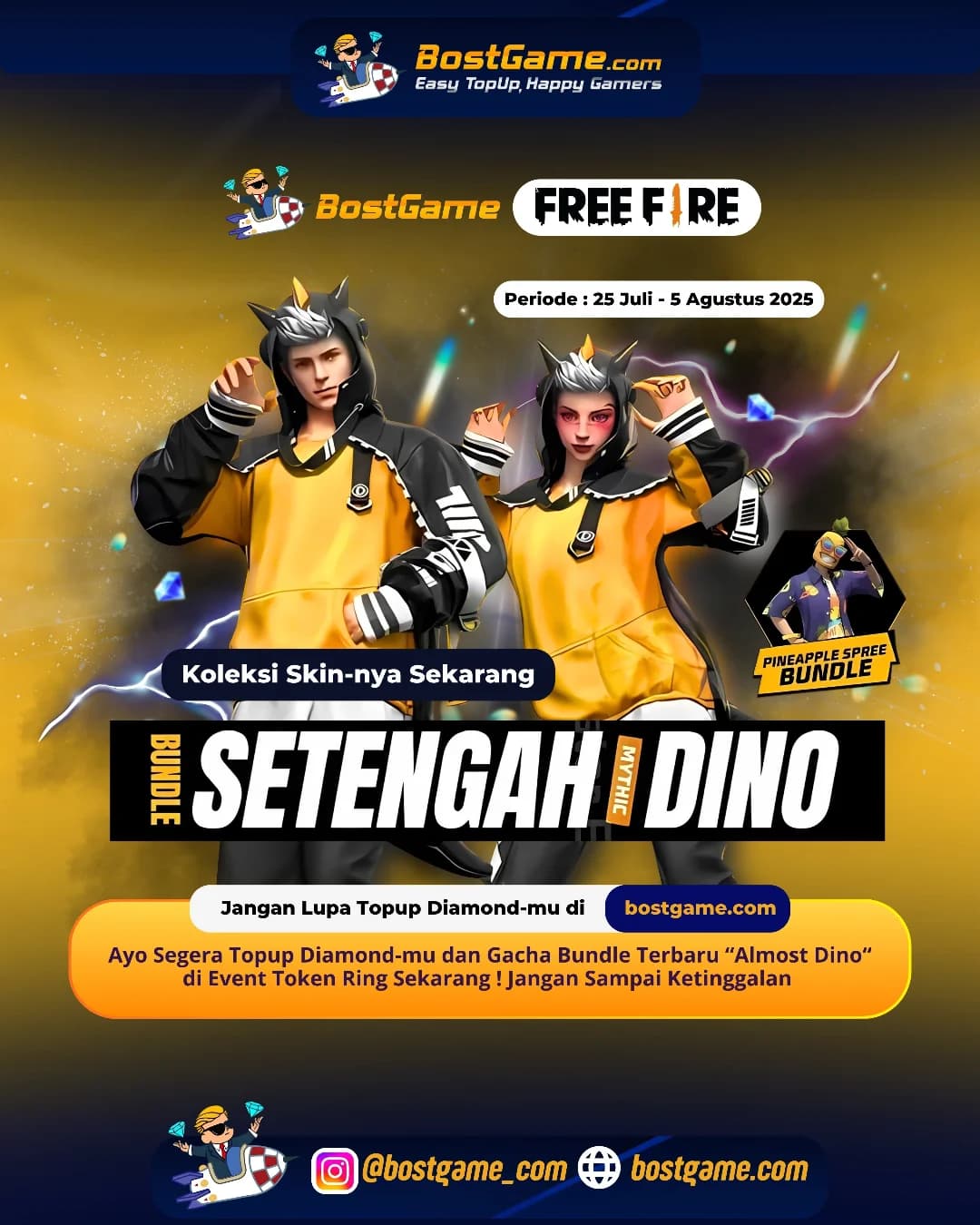 Free Fire : Bundle terbaru “Almost Dino” udah mendarat nih, Gengs!