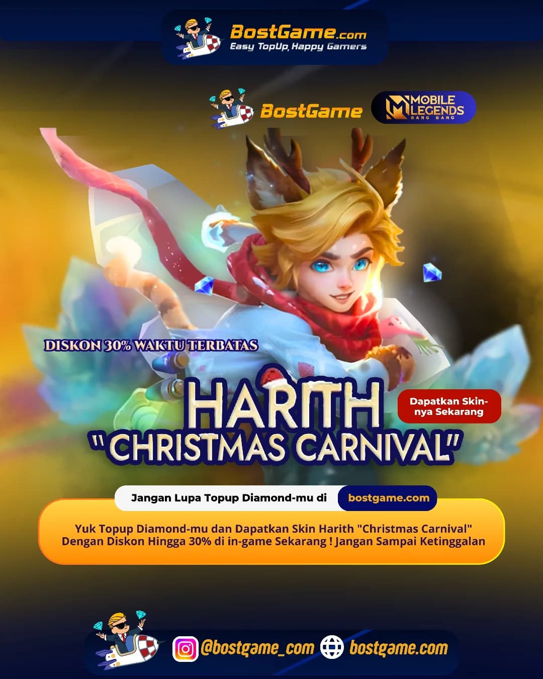 Mobile Legends Bang Bang : Skin Harith “Christmas Carnival” lagi turun harga sampe 30%