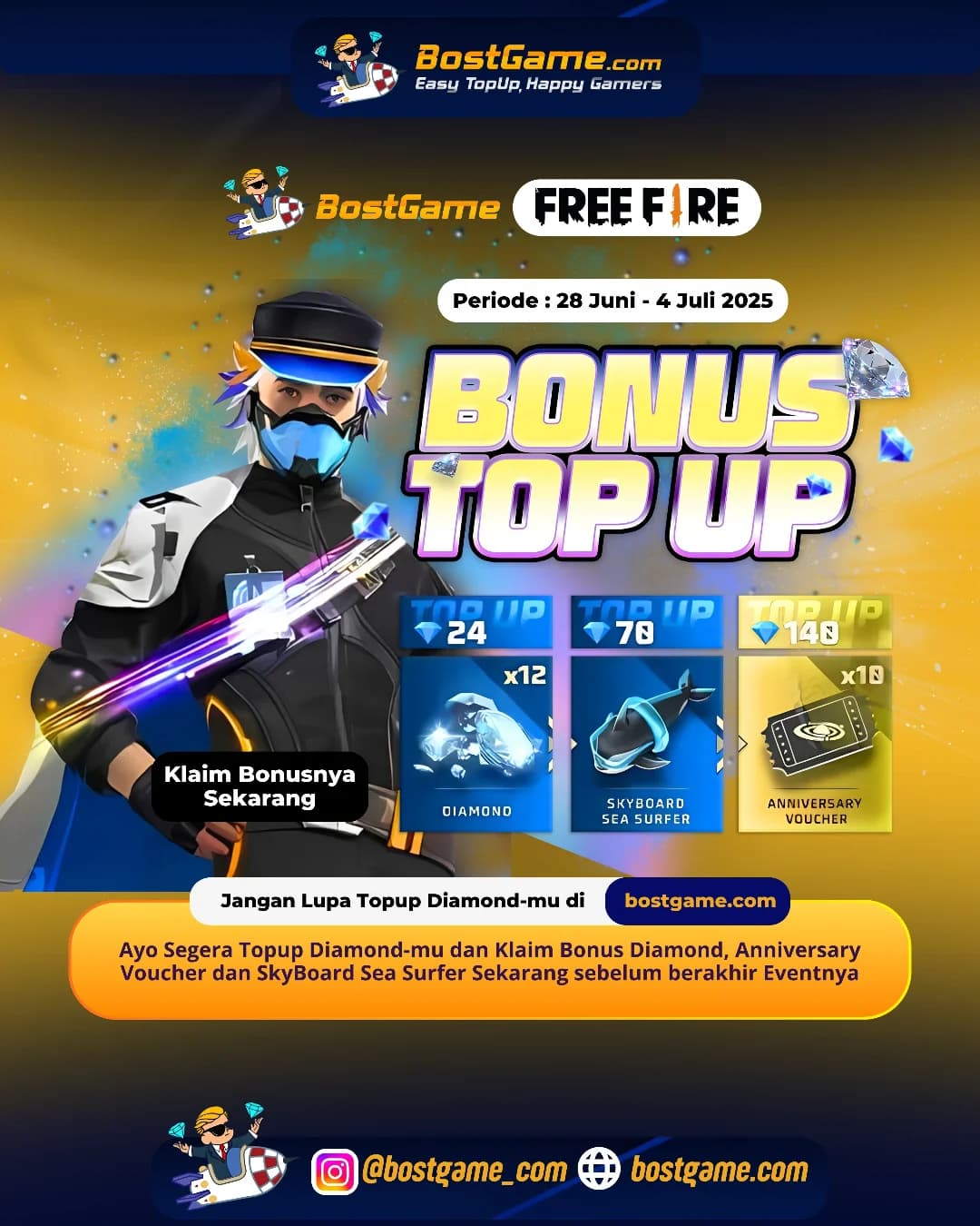 Free Fire : BONUS TOPUP IS BACK, SOBAT FF!