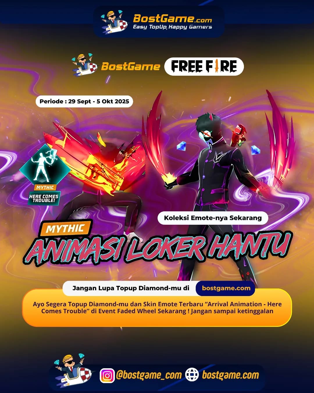 Free Fire : Emote Baru Hadir! “Arrival Animation – Here Comes Trouble” !!