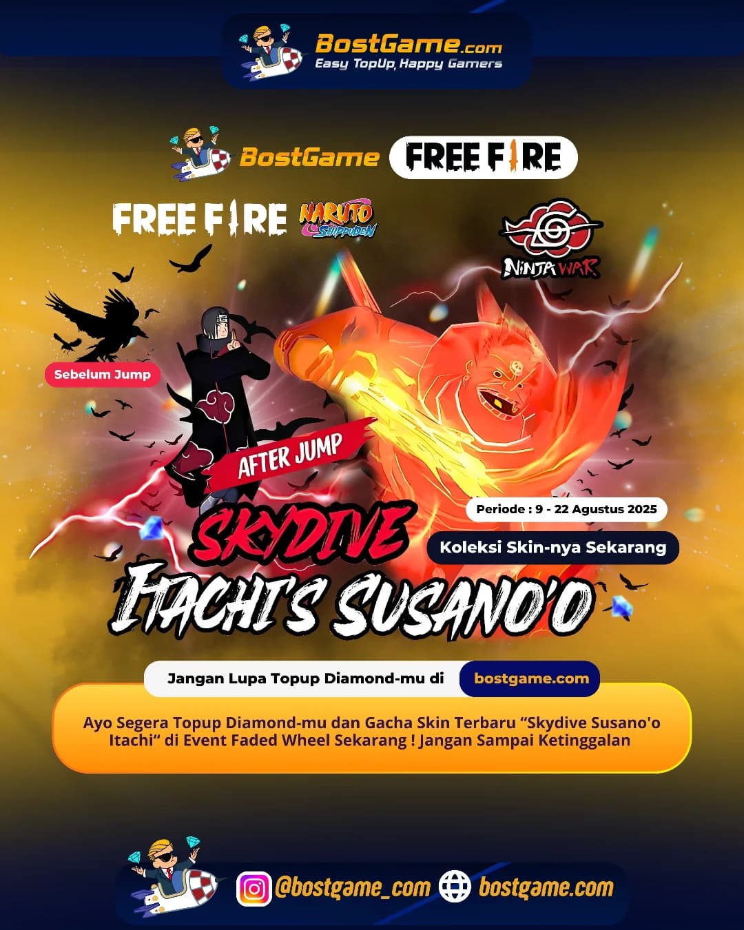 Free Fire : Skin Gokil “Skydive Susano'o Itachi” resmi mendarat!