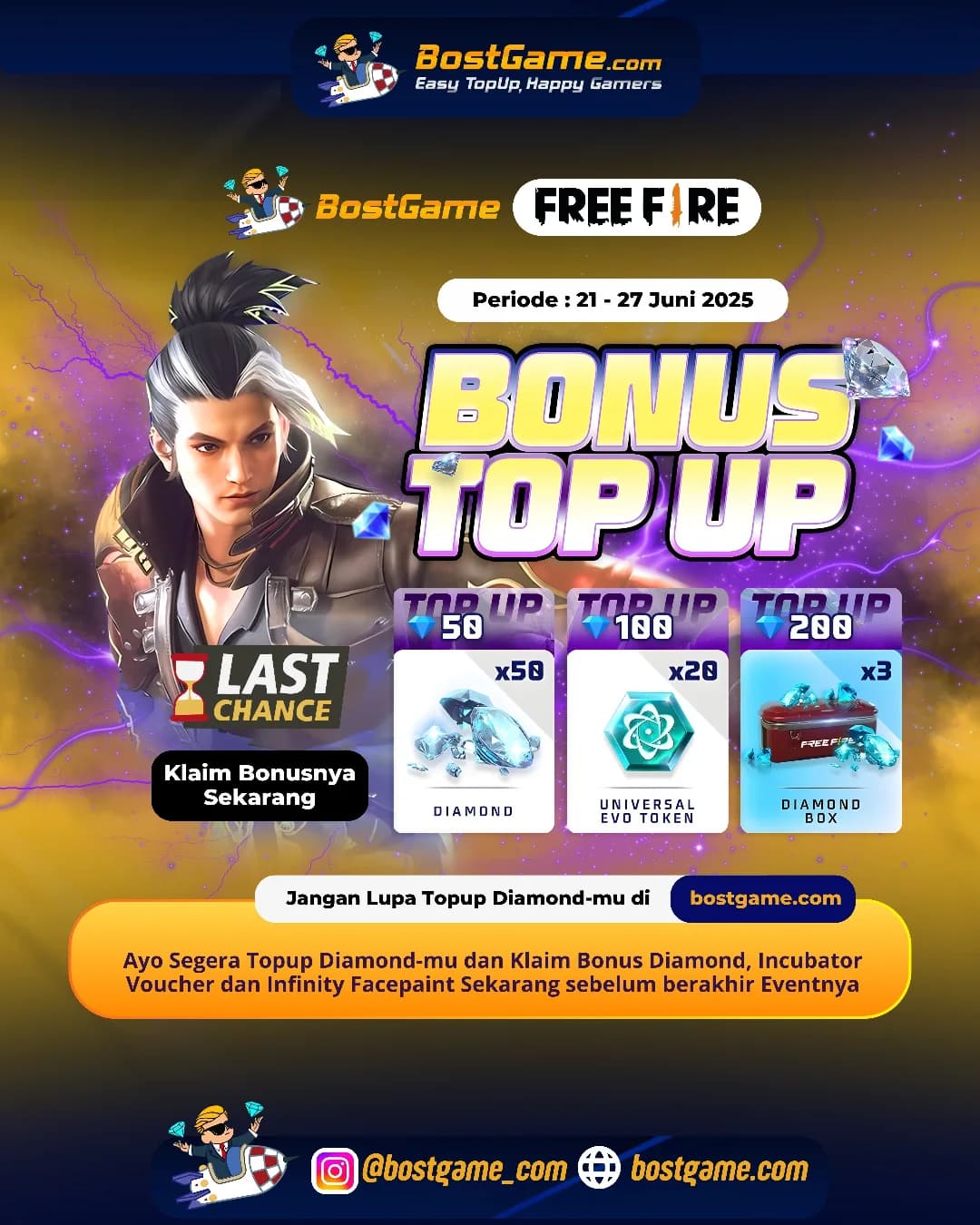 Free Fire : LAST DAY BONUS TOPUP, SOBAT FF!