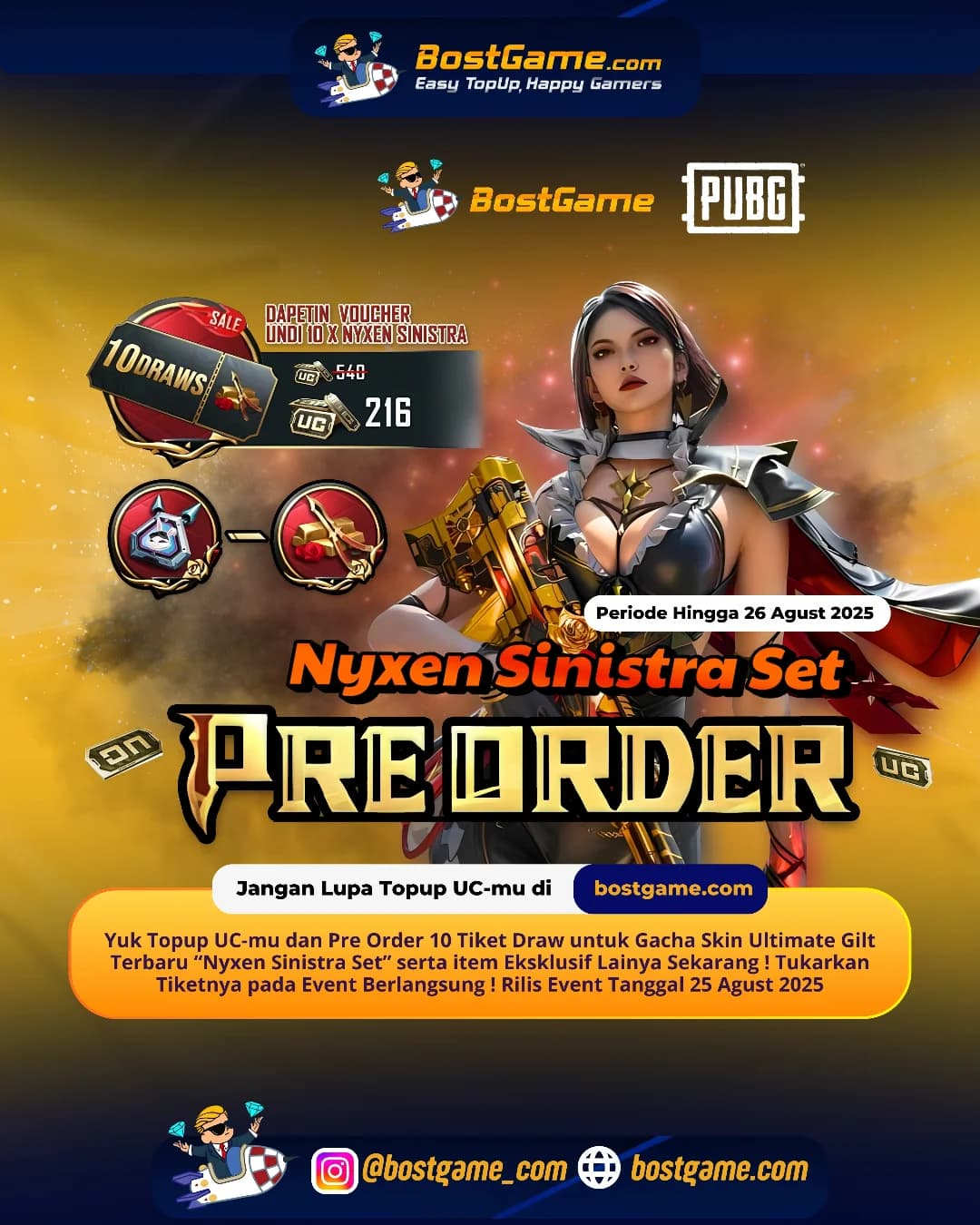PUBG : Event PRE-ORDER Skin Ultimate Gilt β Nyxen Sinistra Set sudah dibuka!