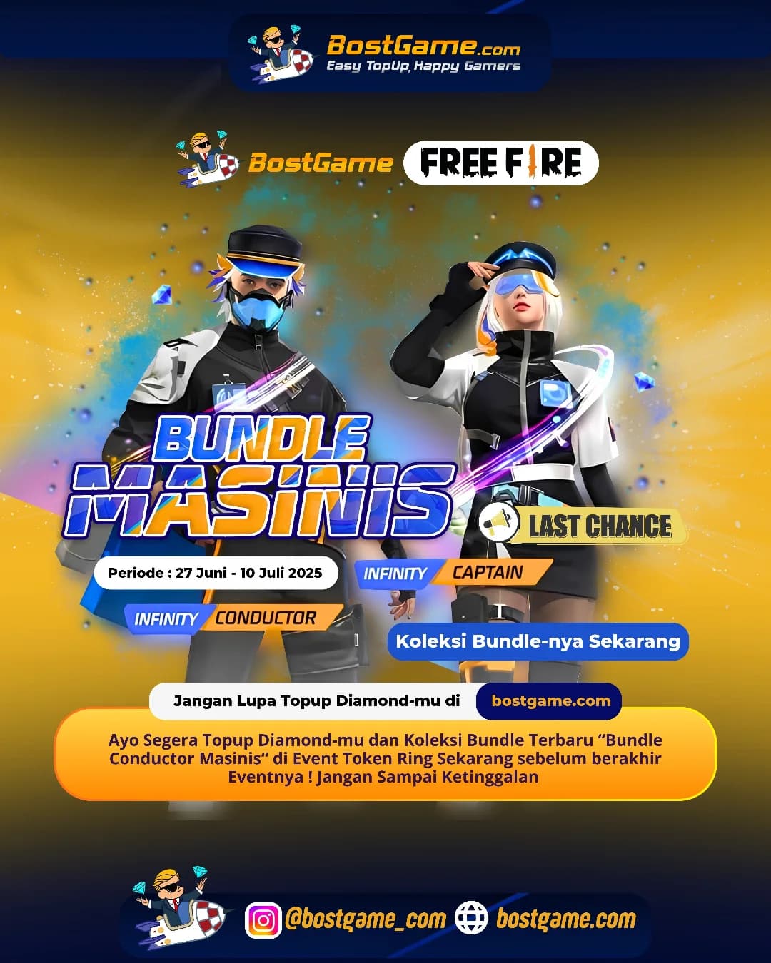 Free Fire : LAST CHANCE SOBAT FF! Bundle “Conductor Masinis” udah mau Berakhir nih!!