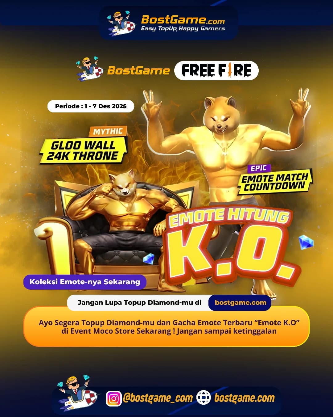 Free Fire : Emote terbaru “Emote K.O” resmi mendarat nih, guyss!