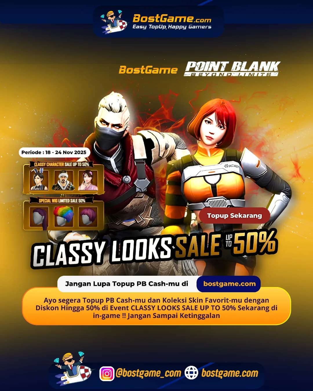 Point Blank : Diskon gila-gilaan sampai 50% di event CLASSY LOOKS SALE ini!