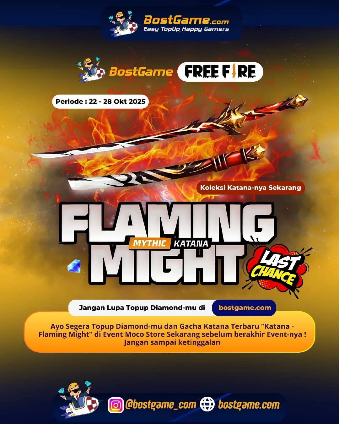 Free Fire : “Katana – Flaming Might” udah hadir dan bakal berakhir 28 Oktober 2025!
