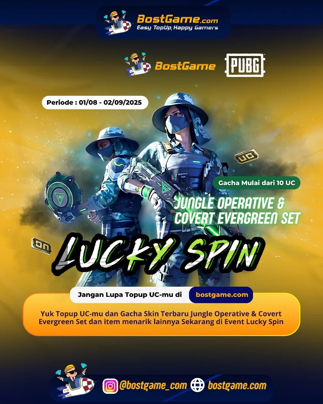 Pubg : LUCKY SPIN IS BACK! Periode: 1 Agustus β 2 September 2025