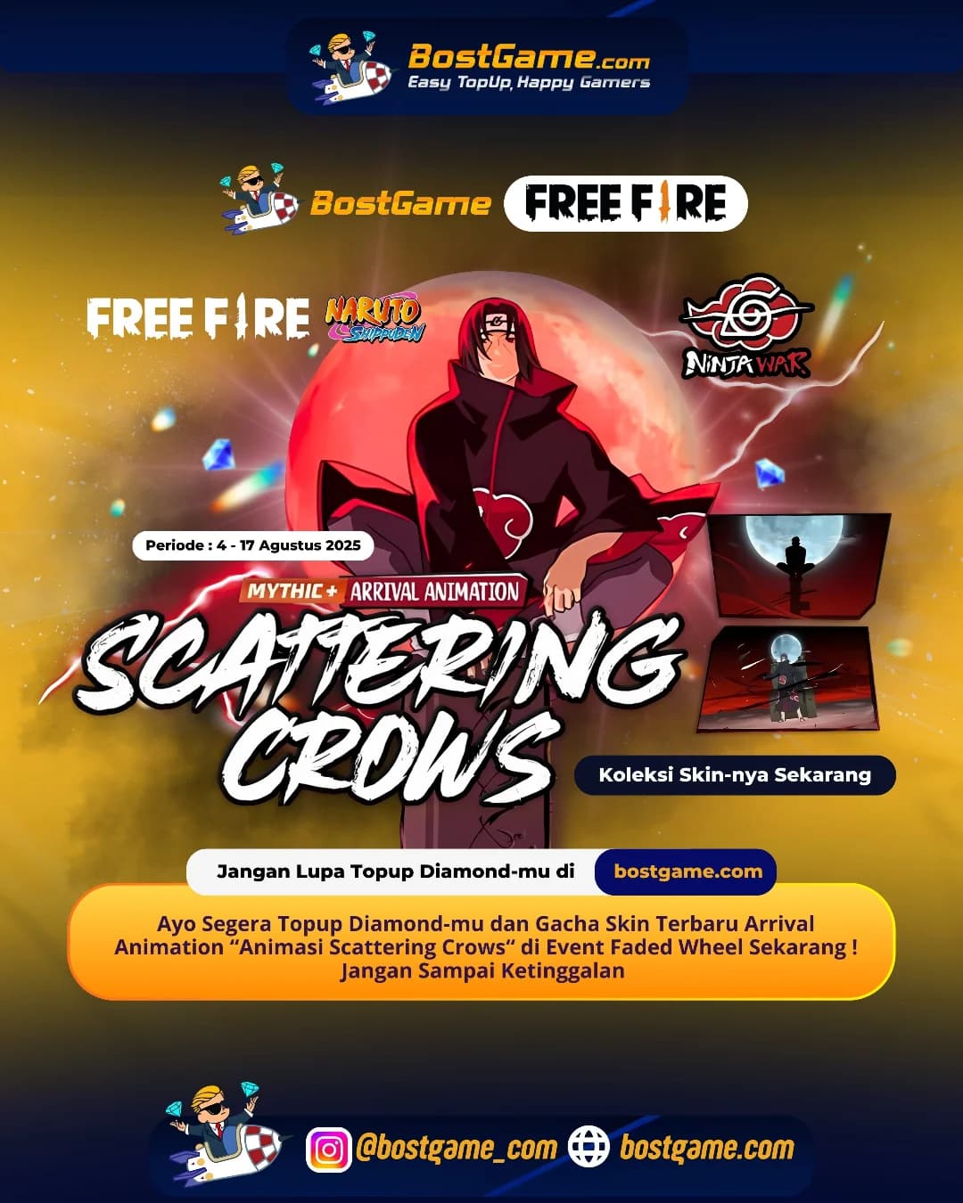 Free Fire : Skin Arrival Animation “Scattering Crows” udah MUNCUL nihhh!