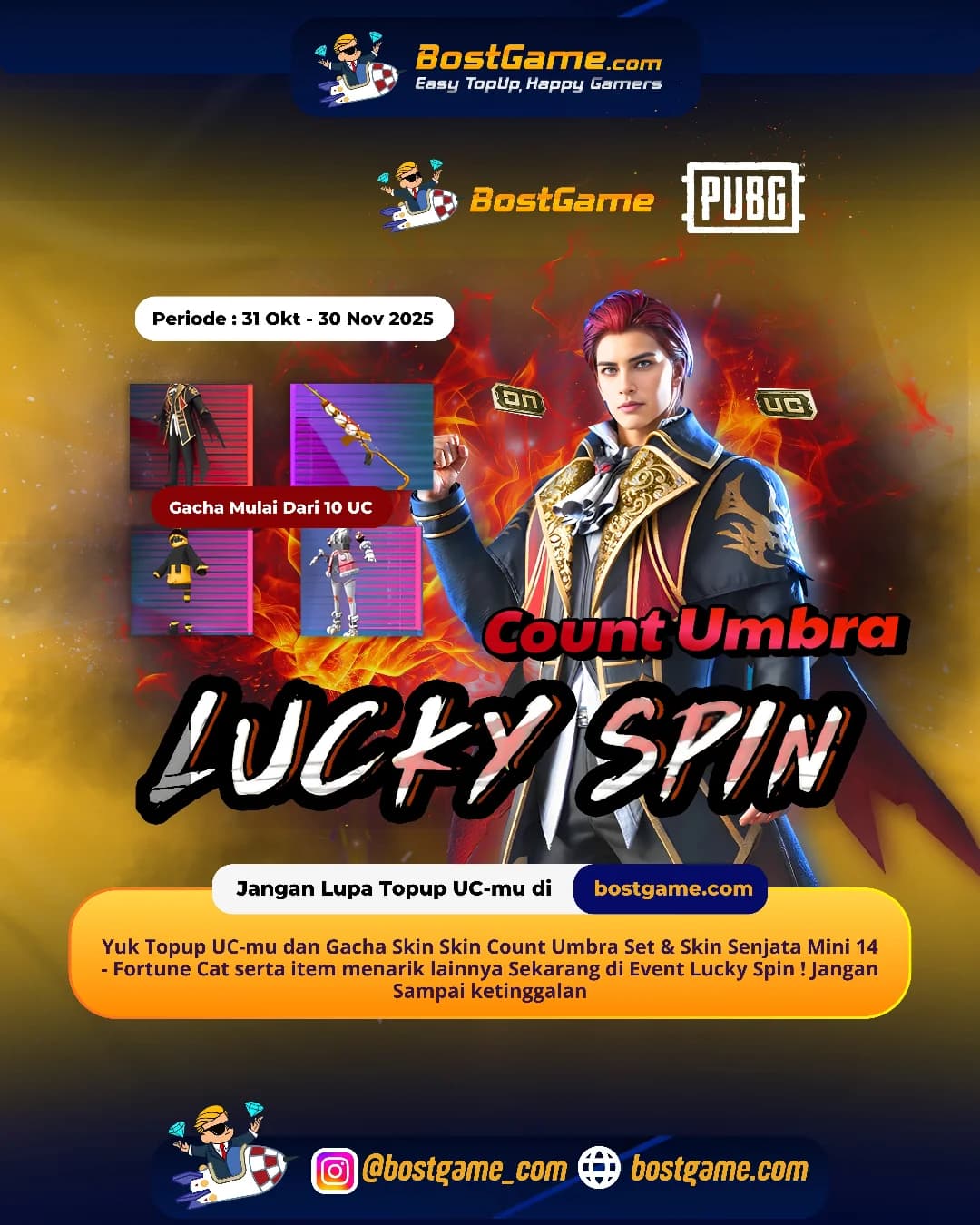 PUBG Mobile : Event Lucky Spin resmi hadir kembali! Periode: 31 Okt β 30 Nov 2025