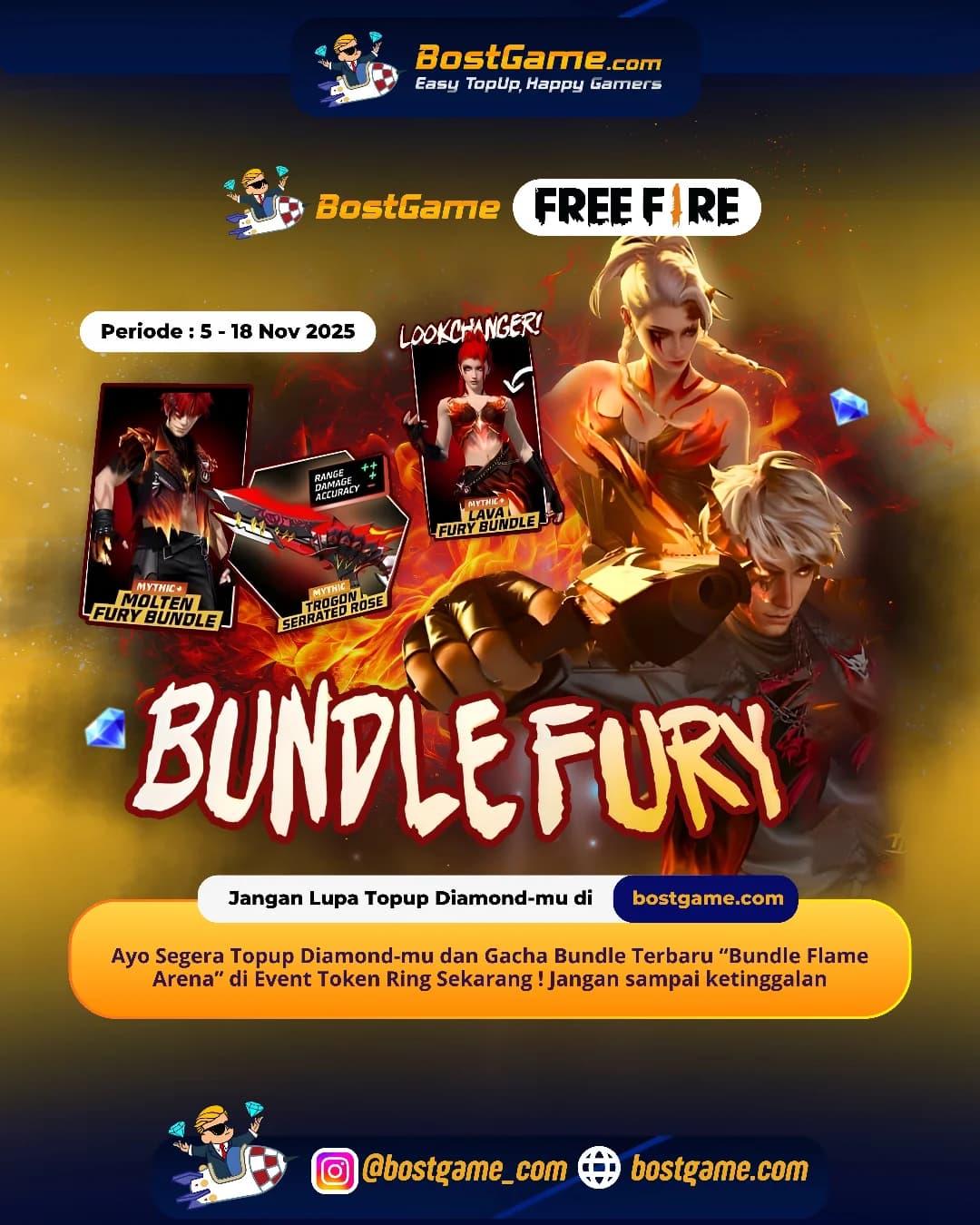 Free Fire : Bundle terbaru “Flame Arena” udah resmi hadir, lho!