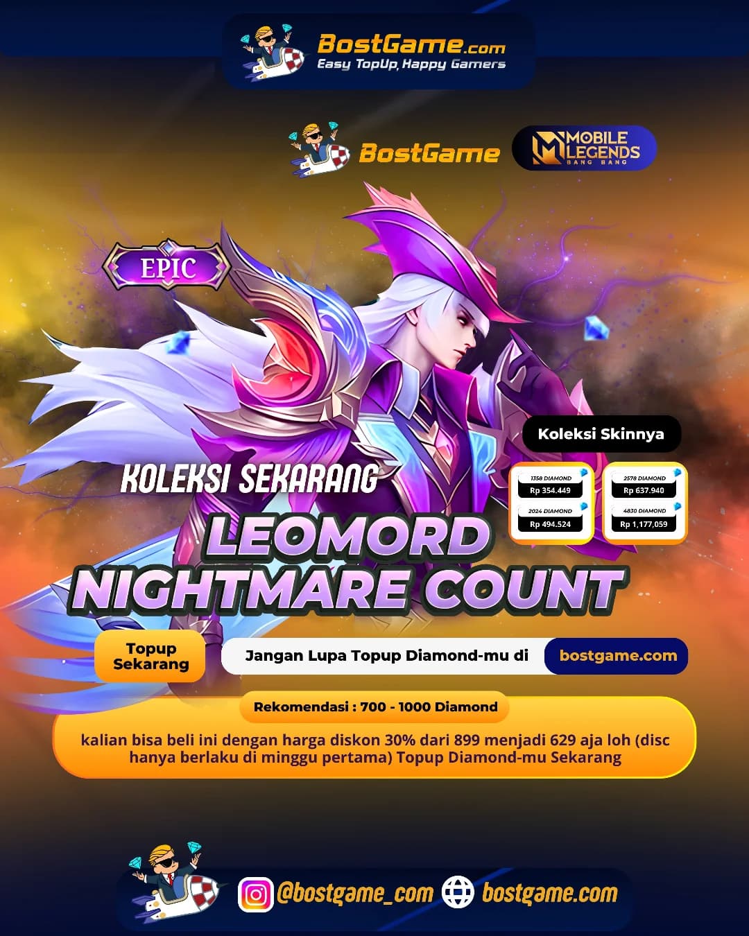 Mobile Legends : Skin Epic terbaru Leomord “Nightmare Count” resmi hadir di Land of Dawn!