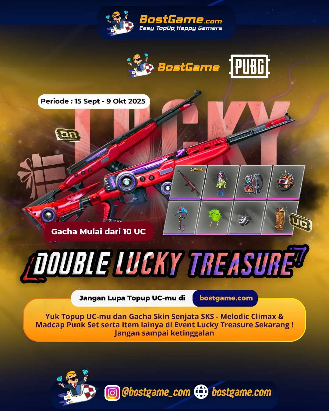 PUBG : Event DOUBLE LUCKY TREASURE Telah Hadir "Periode : 15 Sept - 9 Okt 2025 "