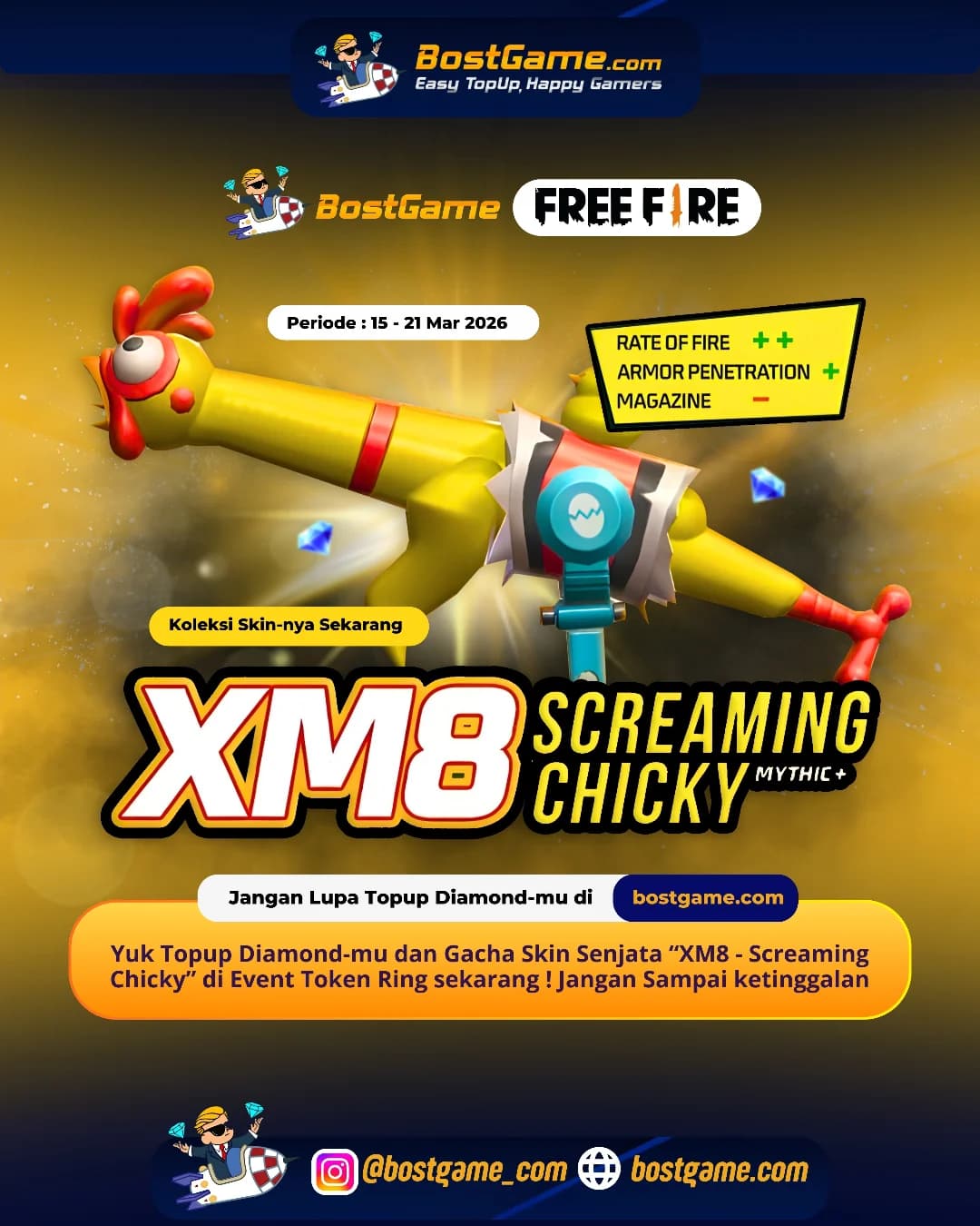 Free Fire : Skin XM8 – “Screaming Chicky” resmi hadir!