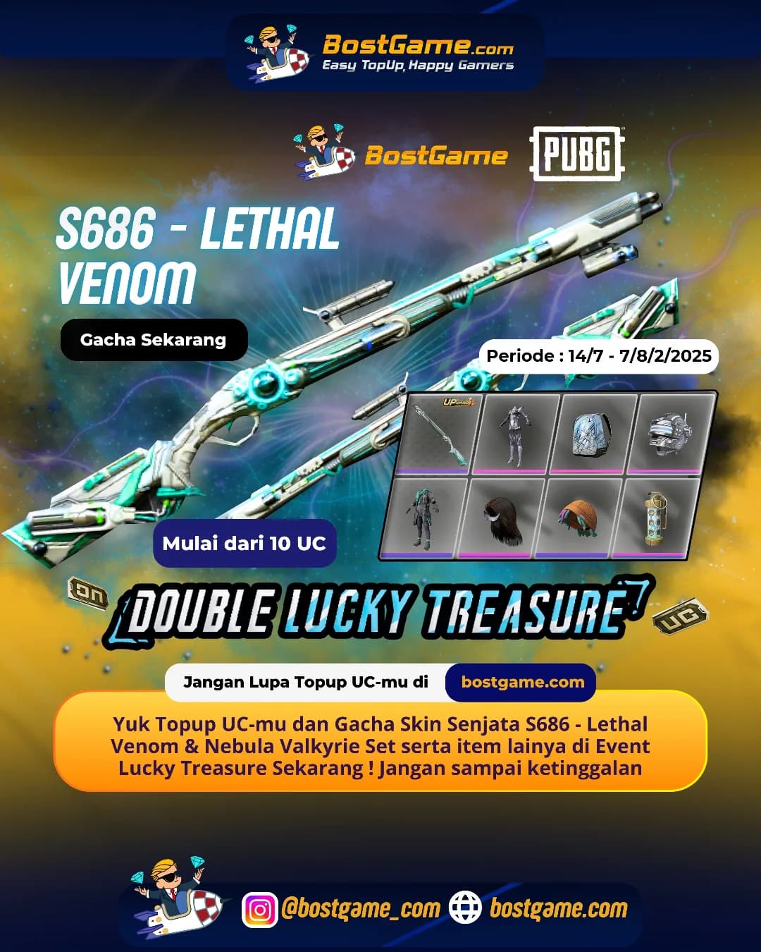 Pubg : Event DOUBLE LUCKY TREASURE Comeback Lagi Nih! Periode : 14/7 - 7/8/2/2025