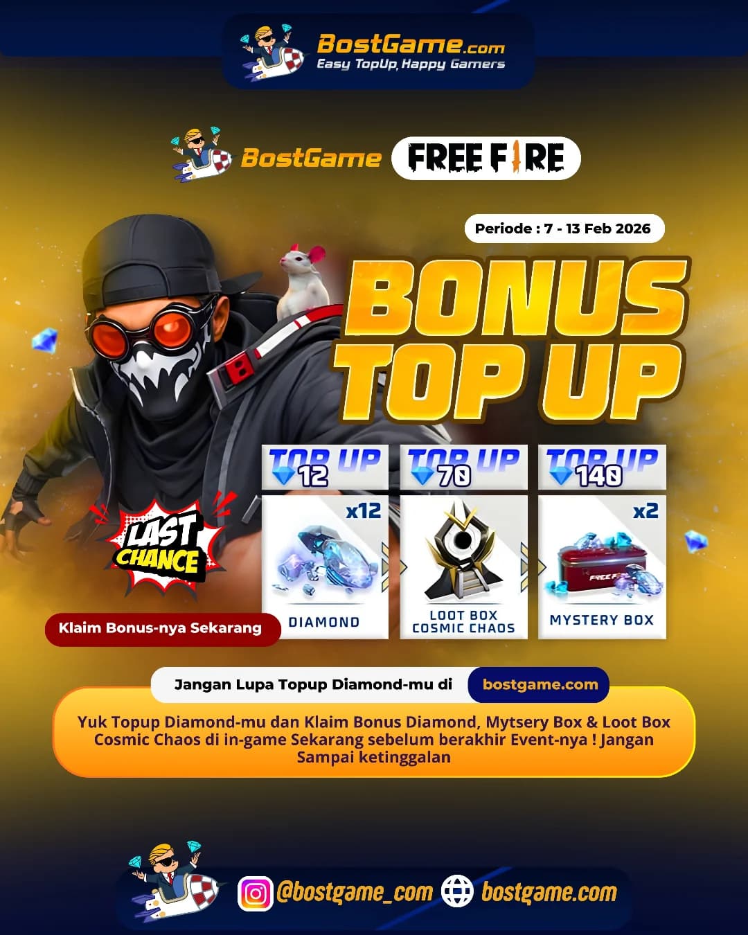 Free Fire: Periode BONUS TOPUP sampai 13 Feb 2026 β jangan sampe nyesel!