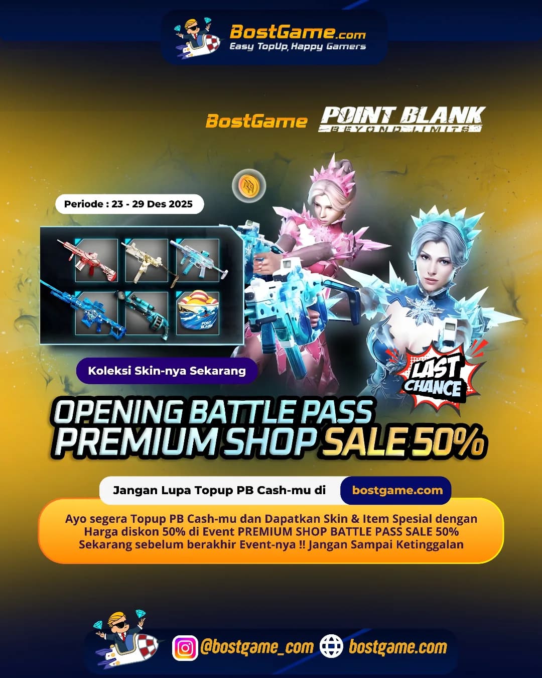 Point Blank : PREMIUM SHOP BATTLE PASS SALE 50% tinggal hitungan jam!