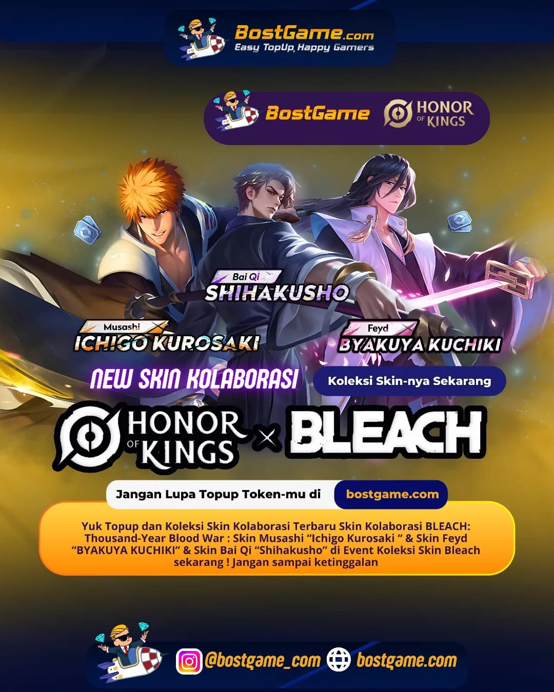 Honor Of Kings : Skin Kolaborasi BLEACH: Thousand-Year Blood War resmi mendarat di Honor of Kings!