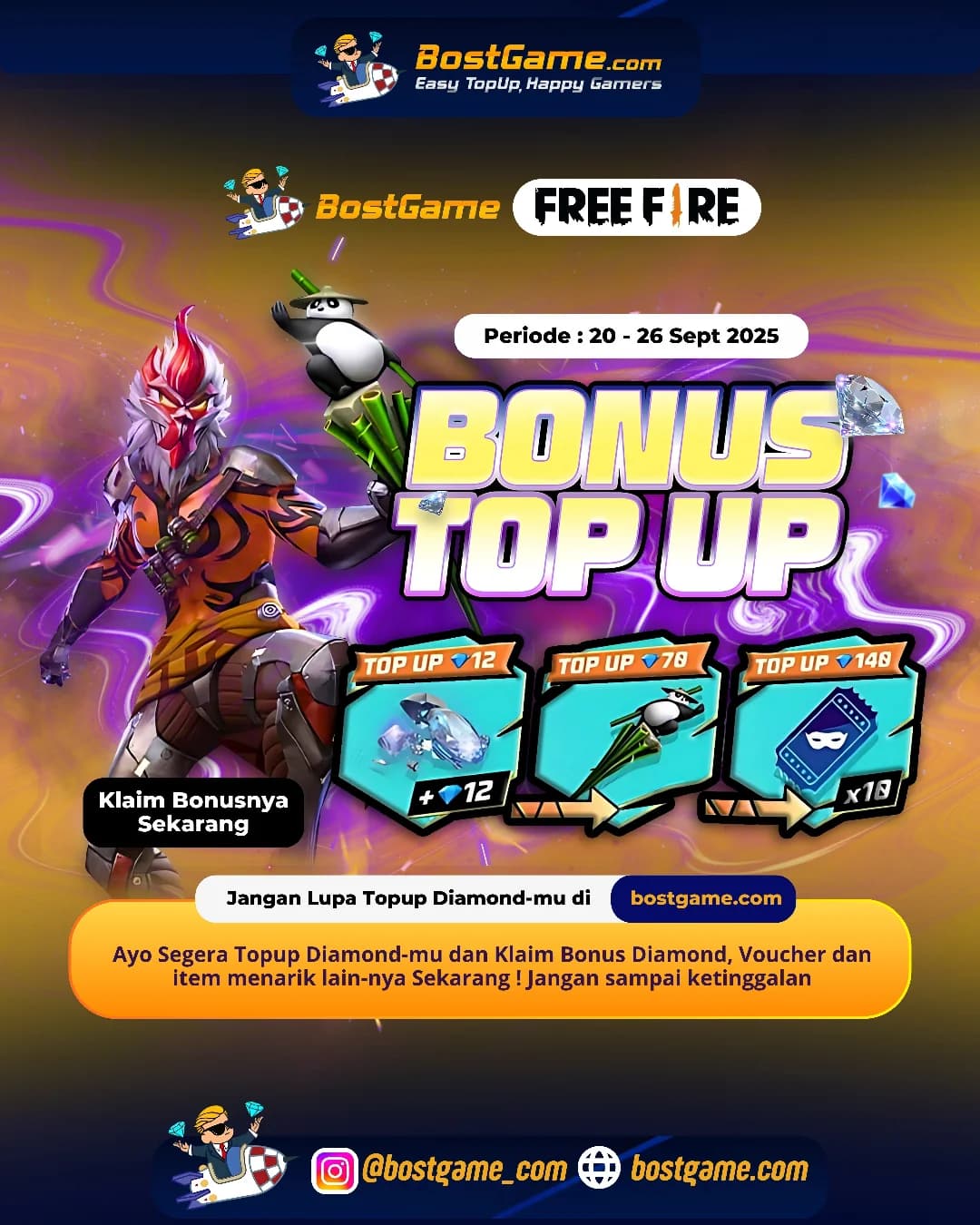 Free Fire : BONUS TOPUP IS BACK, SOBAT FF! 20 - 26 Sept 2025