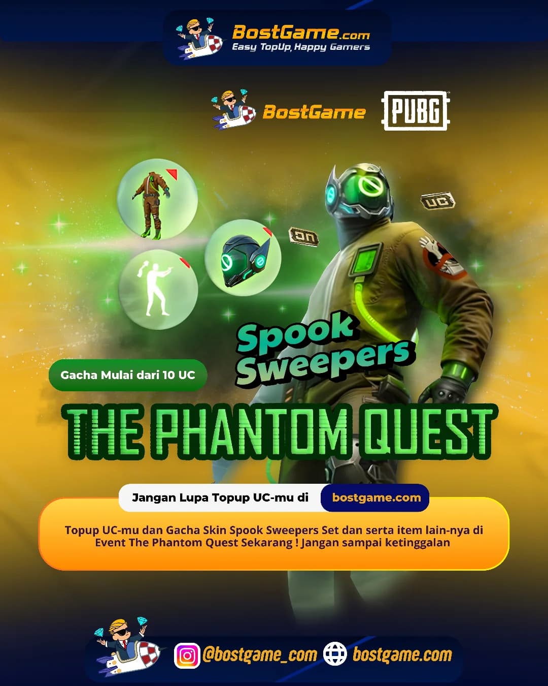 PUBG : Event The Phantom Quest udah landing di medan tempur bareng Skin Spook Sweepers Set!