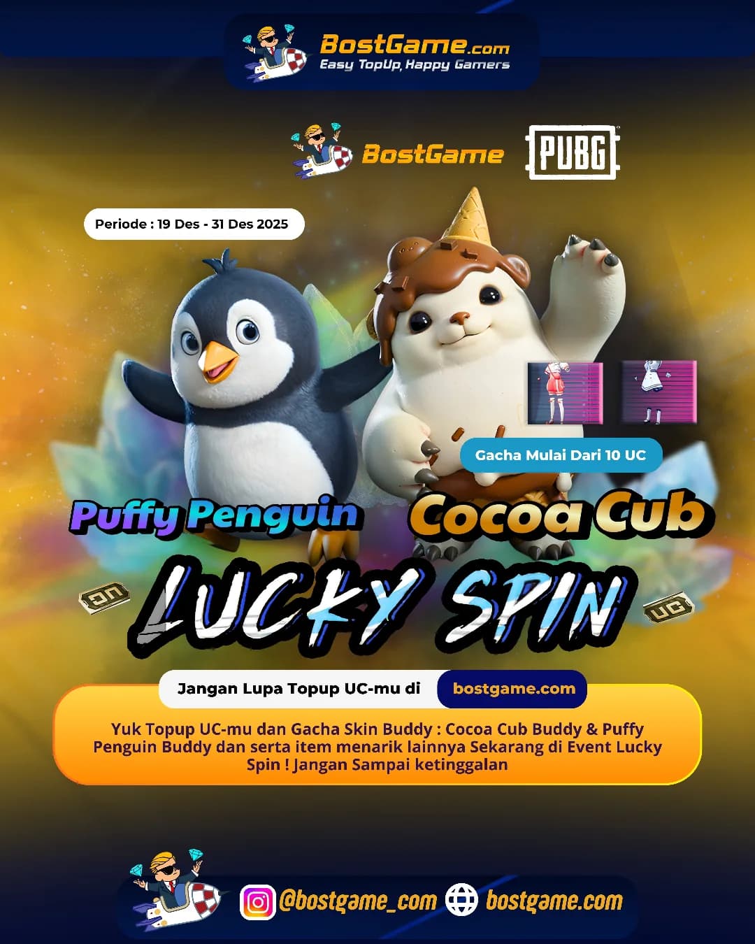 PUBG Mobile : Skin Buddy Penguin Super Cute/Lucu Guyss ! Periode 19 Des - 31 Des 2025