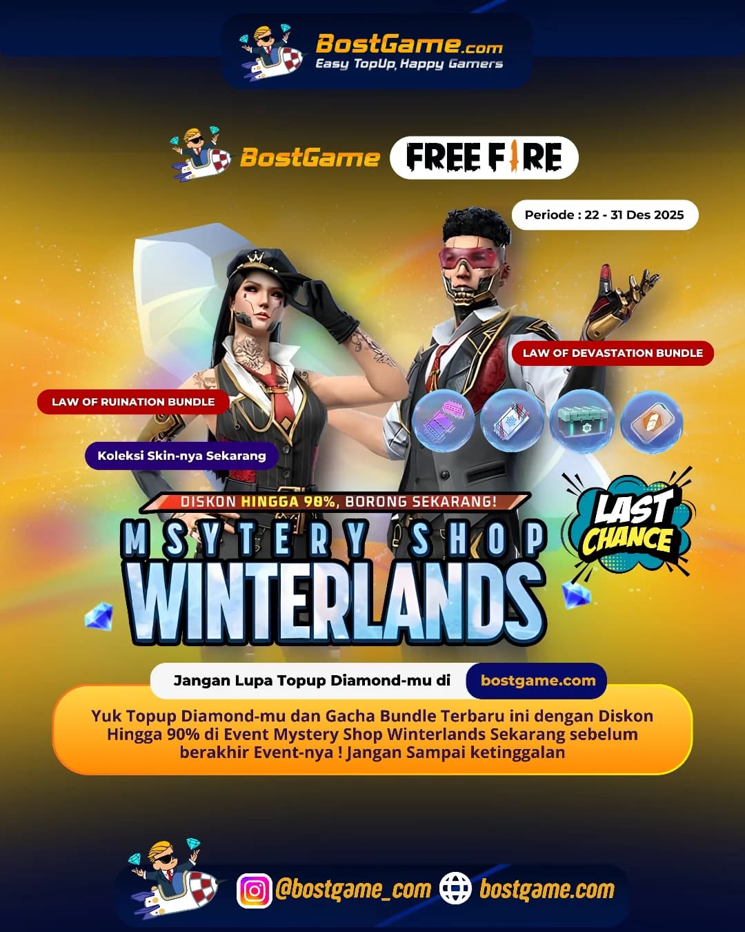 Free Fire : Hari Terakhir Event Mystery Shop Winterlands, Sobat FF !