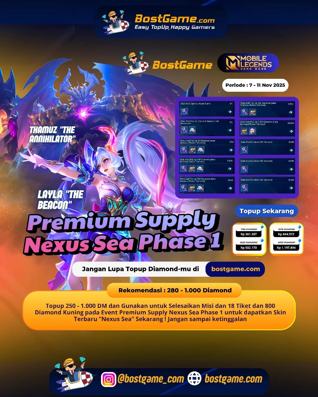 Mobile Legends : Event Premium Supply: Nexus Sea Phase 1 resmi hadir! Periode 7 β 11 November 2025
